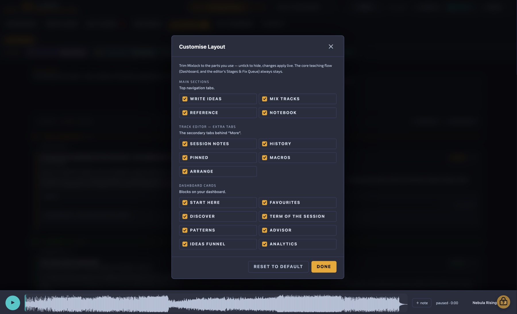 Layout Customisation